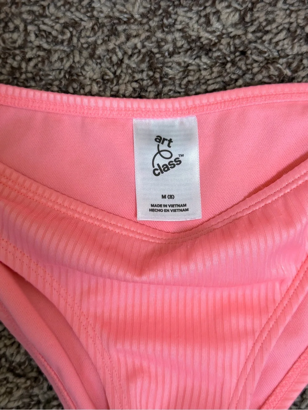 Cat & Jack Girls M 7/8 Coral Pink Bikini Swimsuit & Crochet Cover Up 3 Pc Set